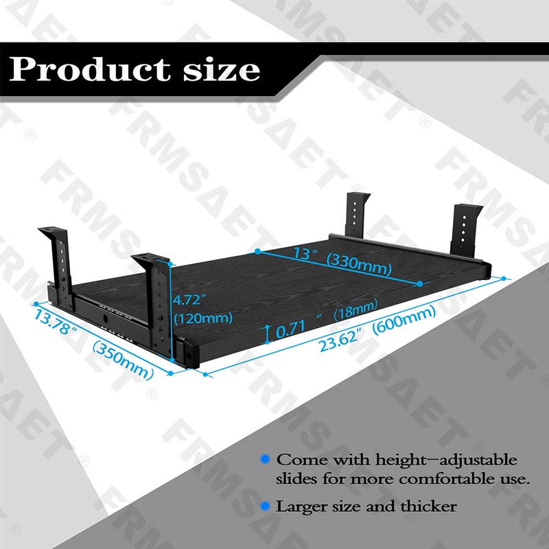 FRMSAET Furniture Accessories Office Product Suits Hardware 20/24/30 inches Keyboard Drawer Tray Wood Holder Under Desk Adjustable Height Platform. (24 inches, Black) - Image 4